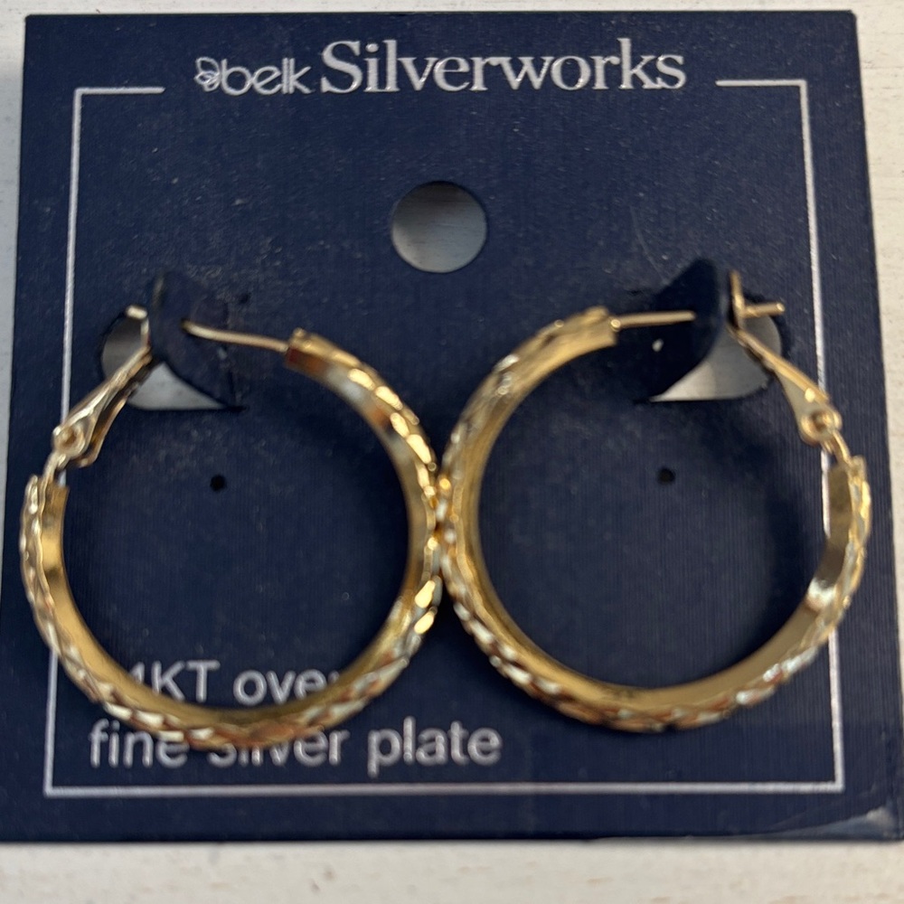 Gold Tone Hoop Earrings Belk Sikverworks Brand New